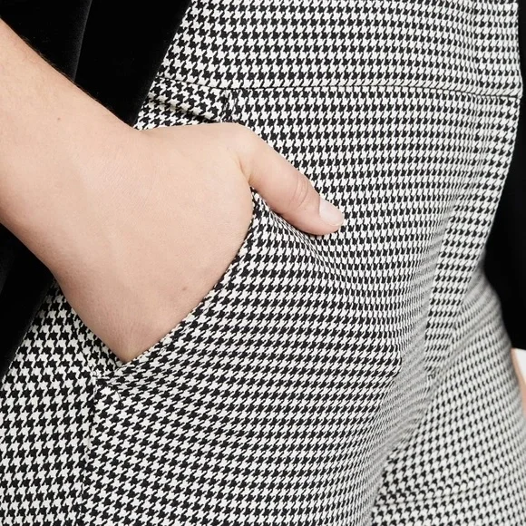 A.L.C. James Pants Houndstooth Cotton Blend Black Cream Size 18 NWT